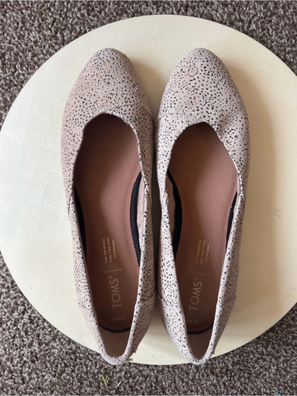 Toms Beige Speckled Slip-On Ballet Flats